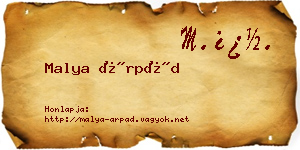Malya Árpád névjegykártya